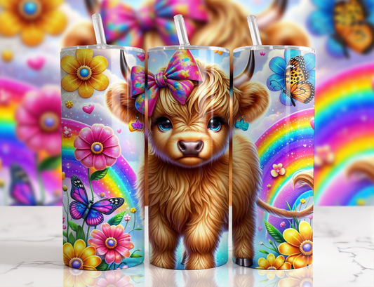 Cute highland cow 20oz skinny tumbler