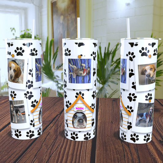 Dog paws with kennel design photo tumbler 20oz skinny