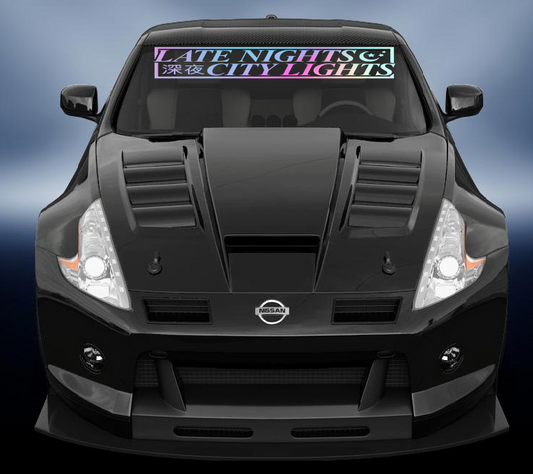 Late nights and city lights car windscreen jdm style banner