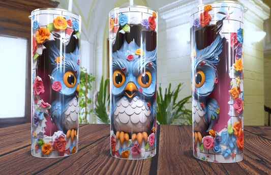 Owl 3d design 20oz skinny tumbler