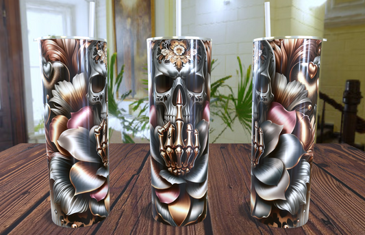 Skull Finger 20oz skinny tumbler