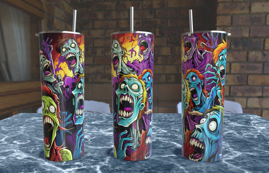 Cartoon zombies 20oz skinny tumbler