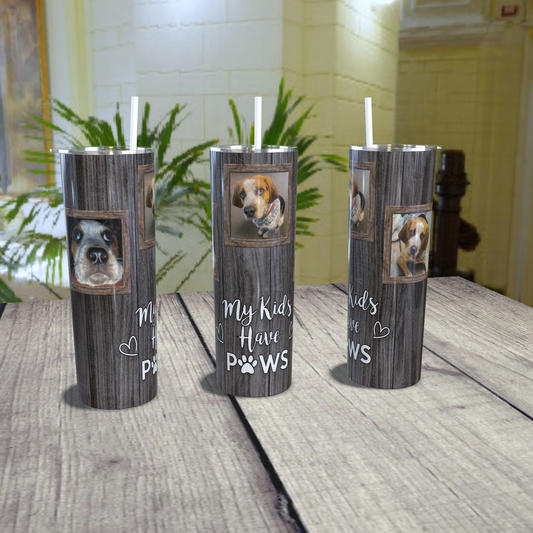 Printed Tumbler 20oz skinny woodgrain pet design