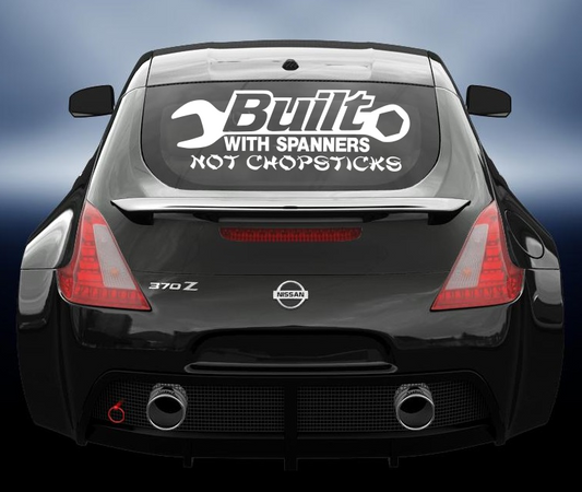 Built with spanners not chopsticks vinyl car sticker